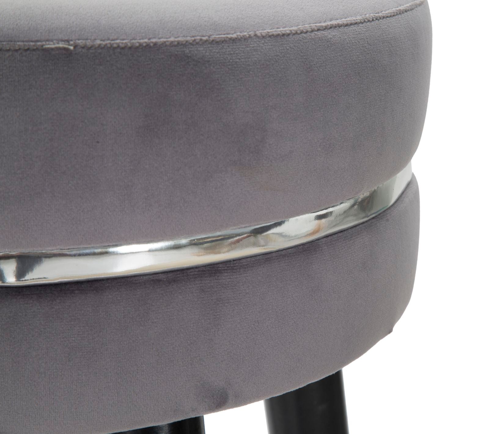 Banco de Bar GLAM – Cinzento, Preto e Prateado