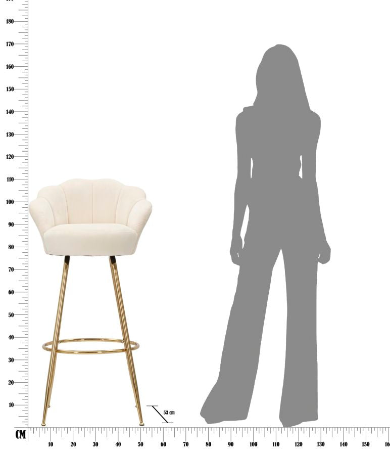 Banco de Bar GLAM – Creme e Dourado