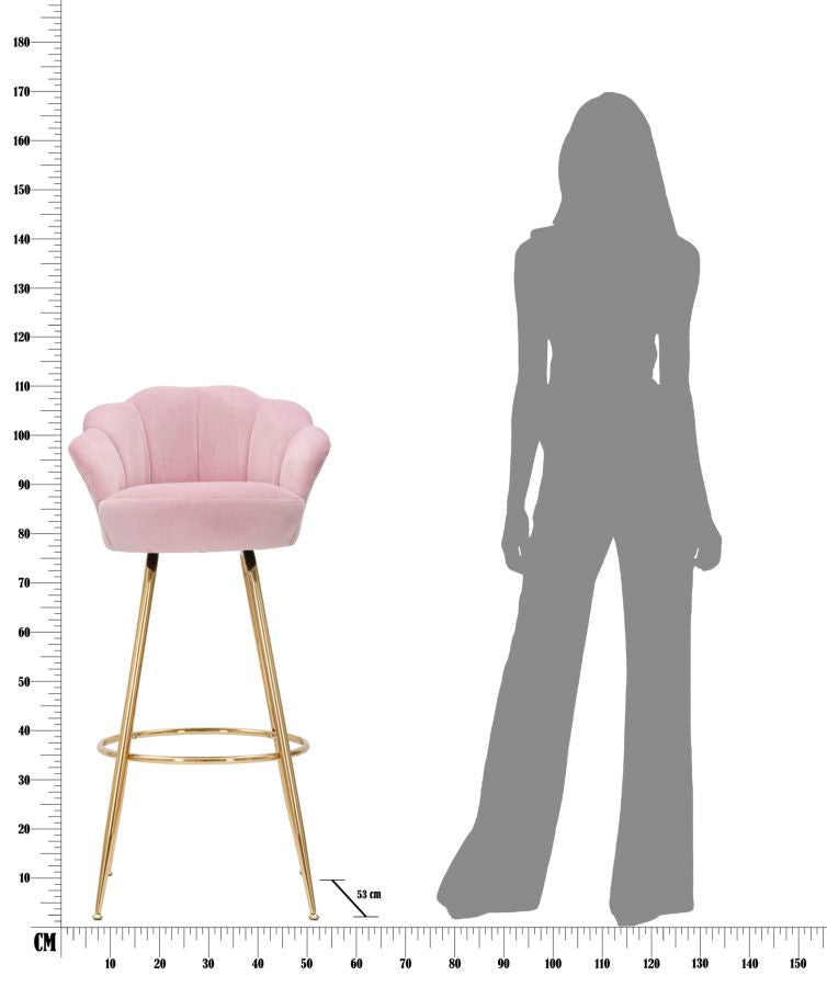 Banco de Bar GLAM – Rosa e Dourado