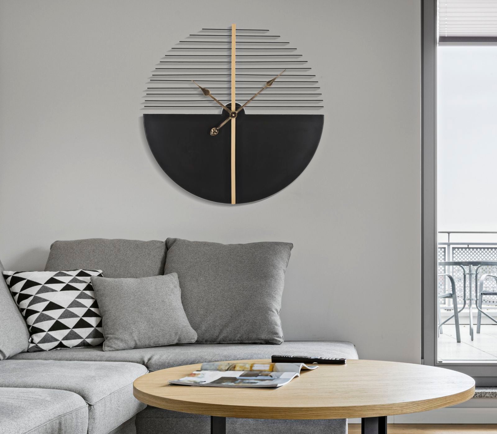 Relógio de Parede Elegante GLAM – Preto e Dourado – Ferro