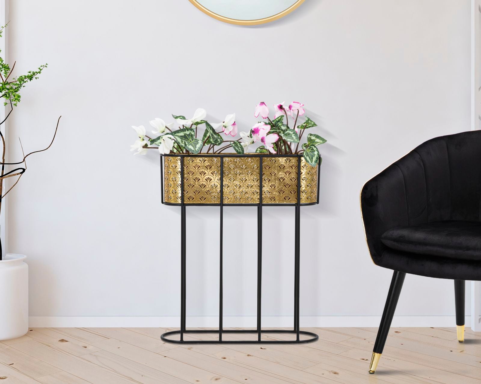 Vaso Oval GLAM – Dourado e Preto