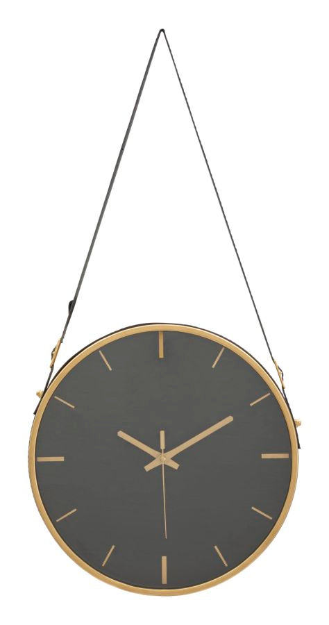 Relógio de Parede – Preto e Dourado – Ferro, MDF