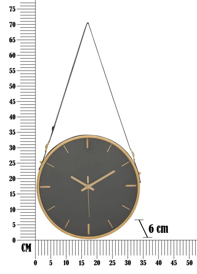 Relógio de Parede – Preto e Dourado – Ferro, MDF