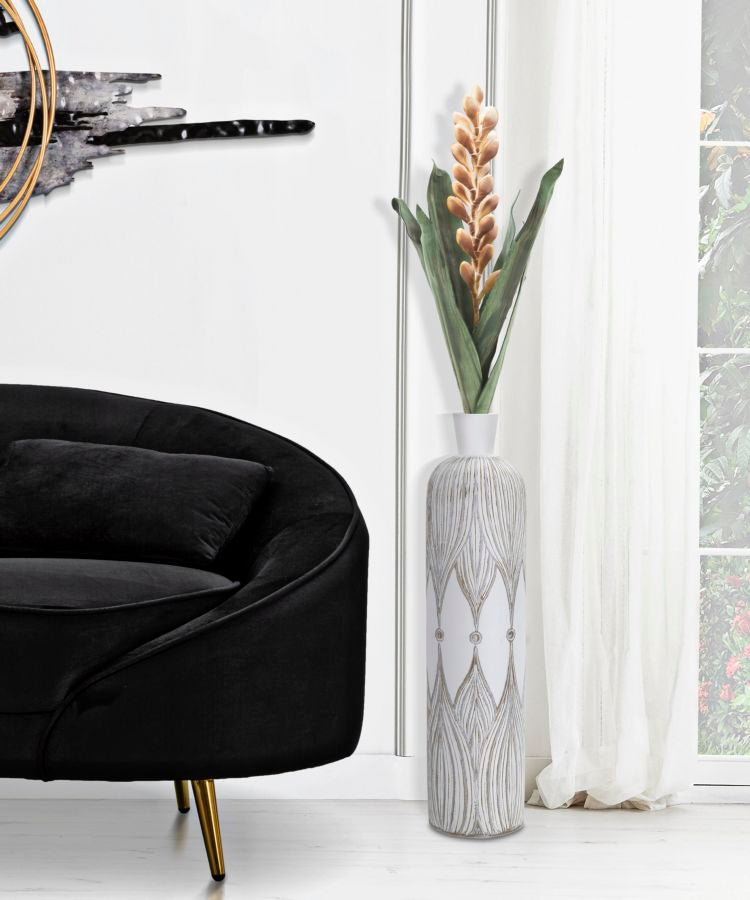 Vaso – cor branco lavado – material polyresin