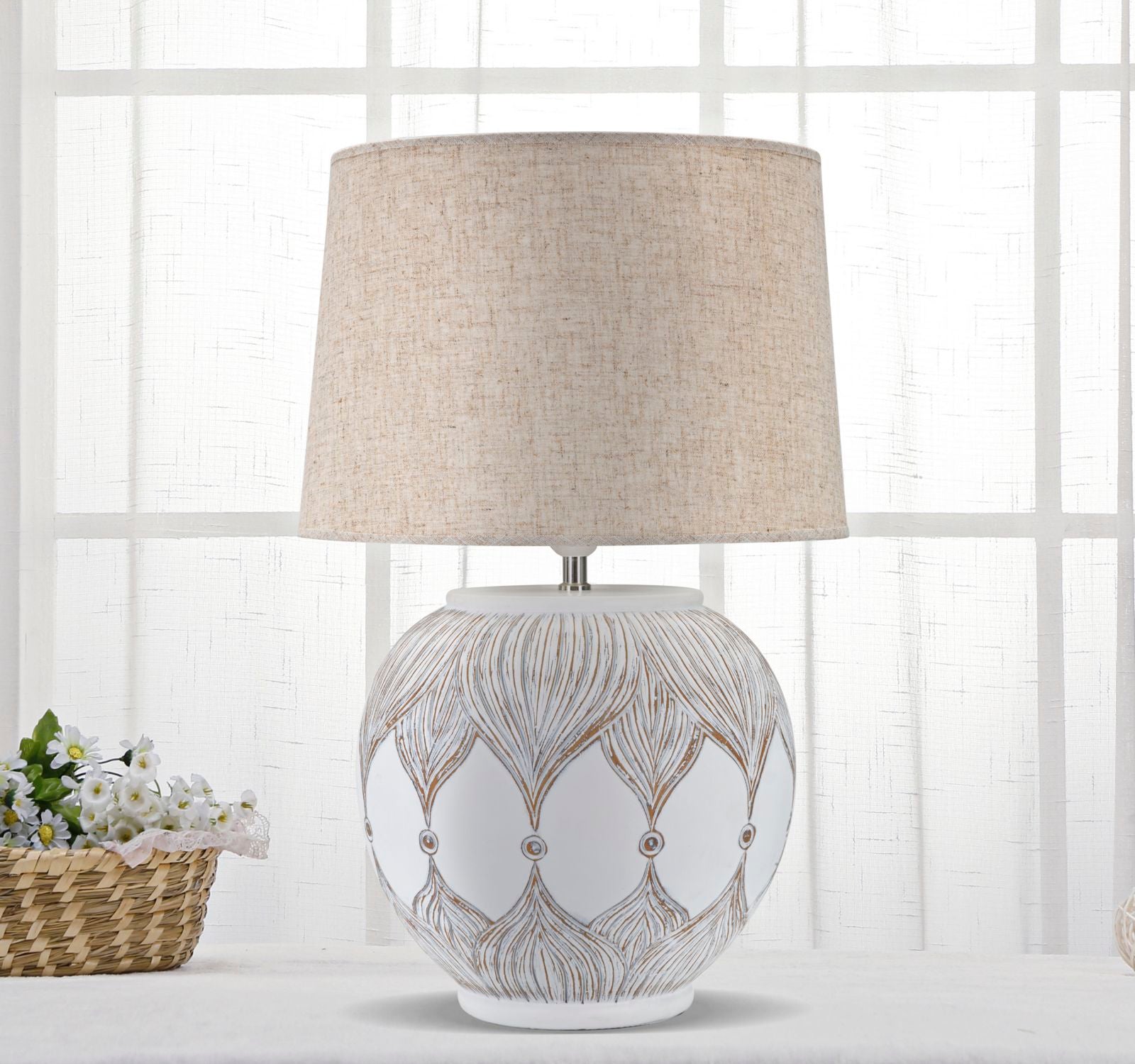 Candeeiro de Mesa BOHO CHICH – Branco Lavado e Castanho
