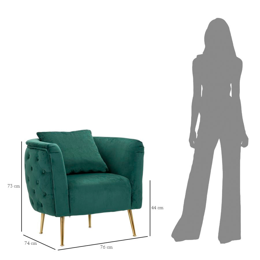 Poltrona GLAM - Verde - Com Almofada
