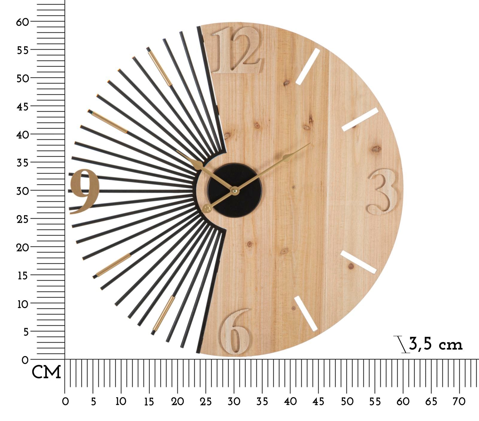 Relógio de Parede Redondo – Multicolor – Metal e Madeira MDF