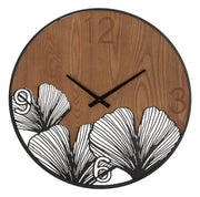 Relógio de Parede Redondo – Preto e Castanho – Metal e Madeira