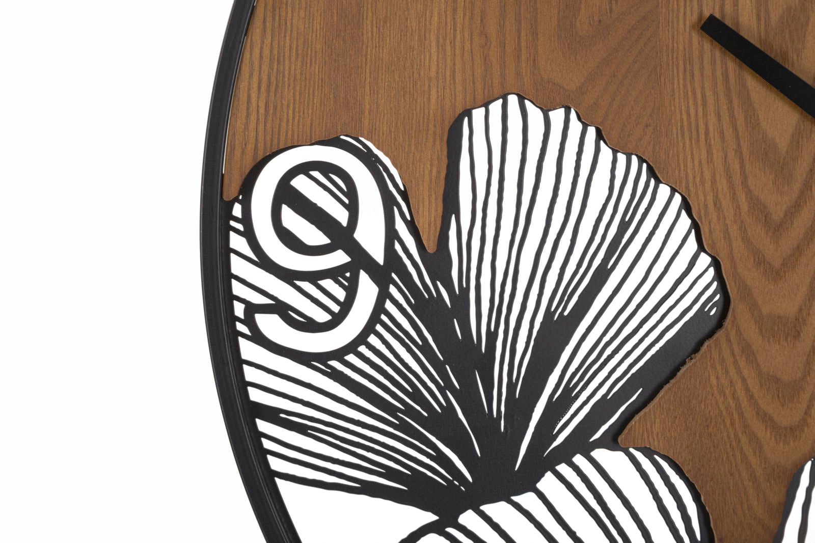 Relógio de Parede Redondo – Preto e Castanho – Metal e Madeira
