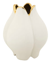 Vaso Cerâmico – Branco e Dourado