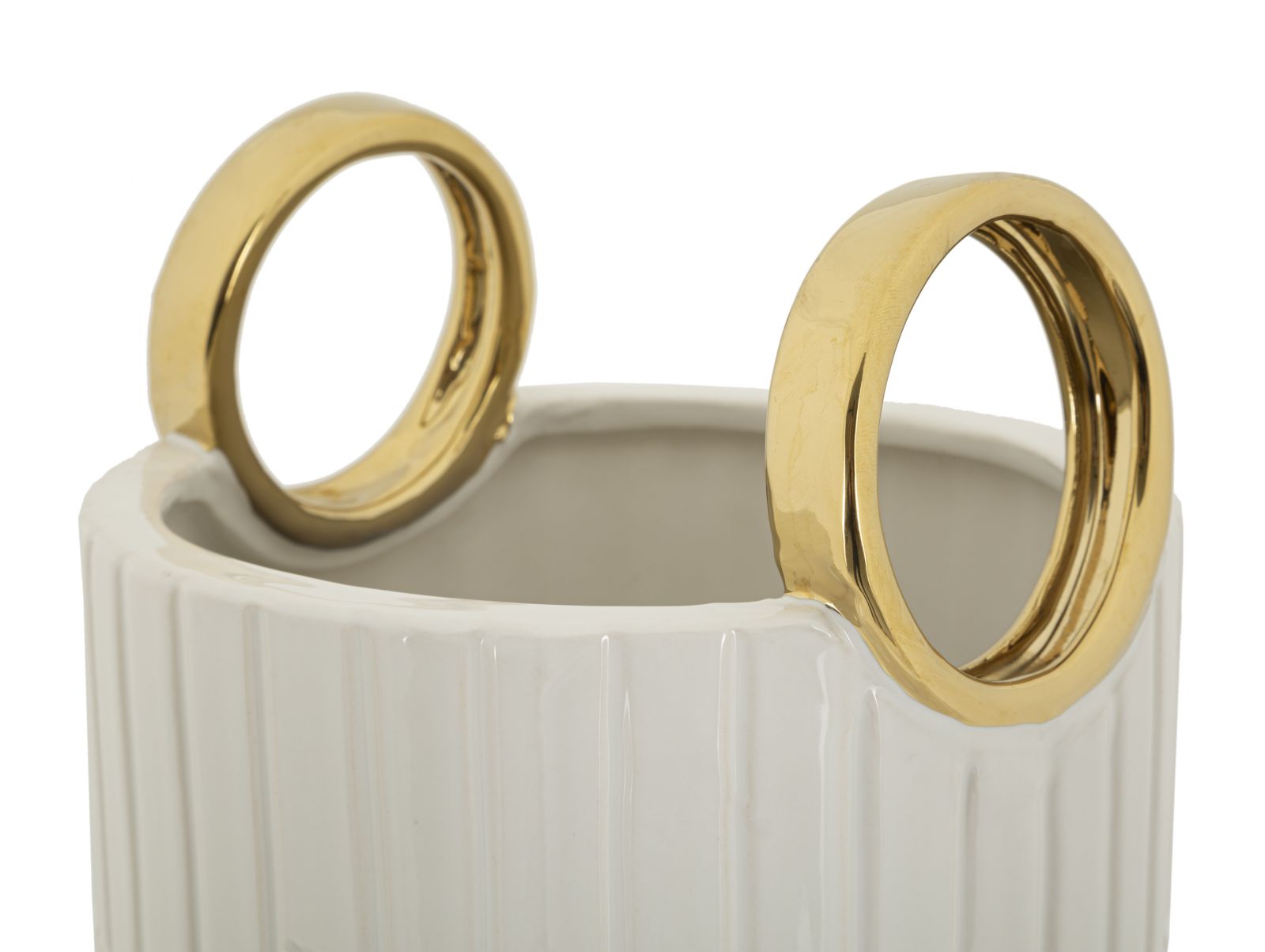Vaso de cerâmica – Branco e Dourado