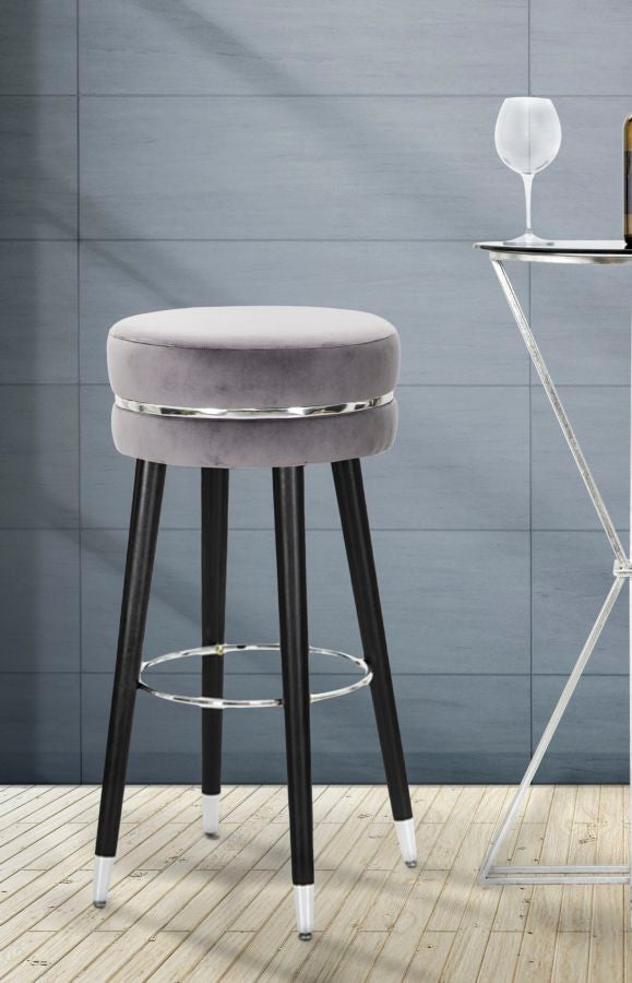 Banco de Bar GLAM – Cinzento, Preto e Prateado