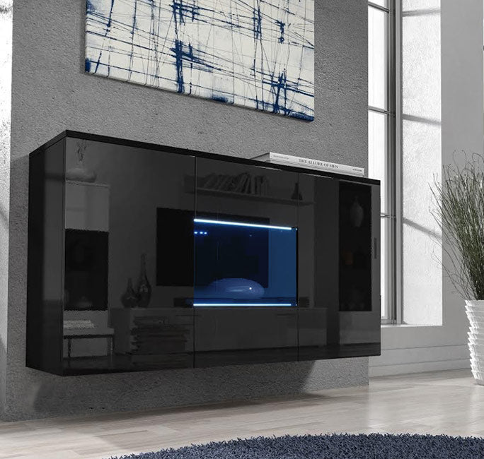 Aparador Pendente – 120 cm x 70 cm x 40 cm – Preto – Melamina e MDF