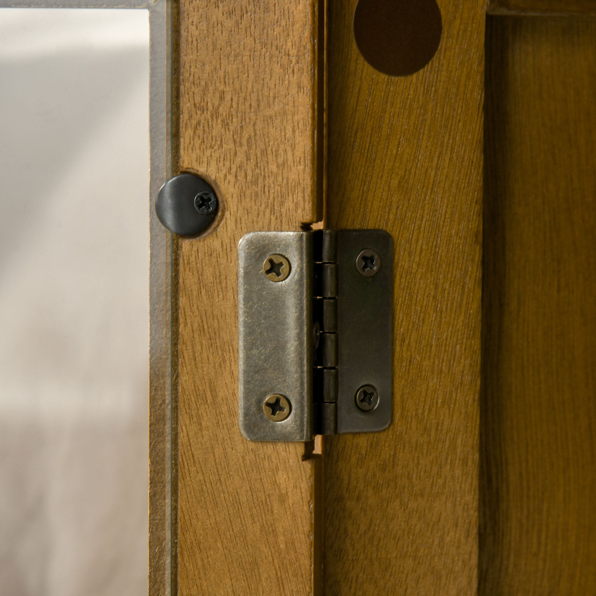 Aparador Auxiliar com 2 Portas de Vidro – 66x31.8x86.8 cm – Nogueira – MDF e vidro temperado