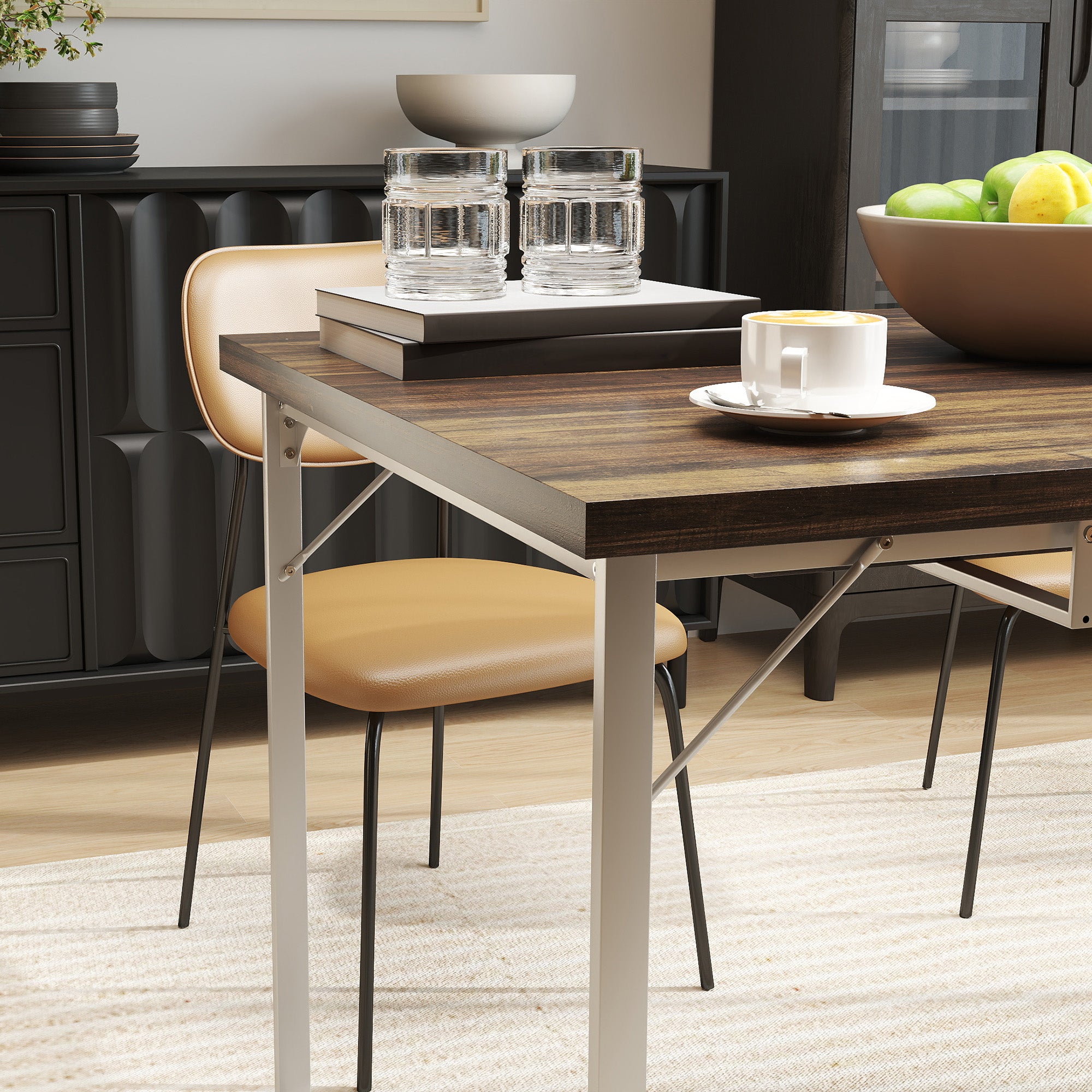 Mesa de Refeição Extensível 120-160x80x75 cm Branco e Madeira