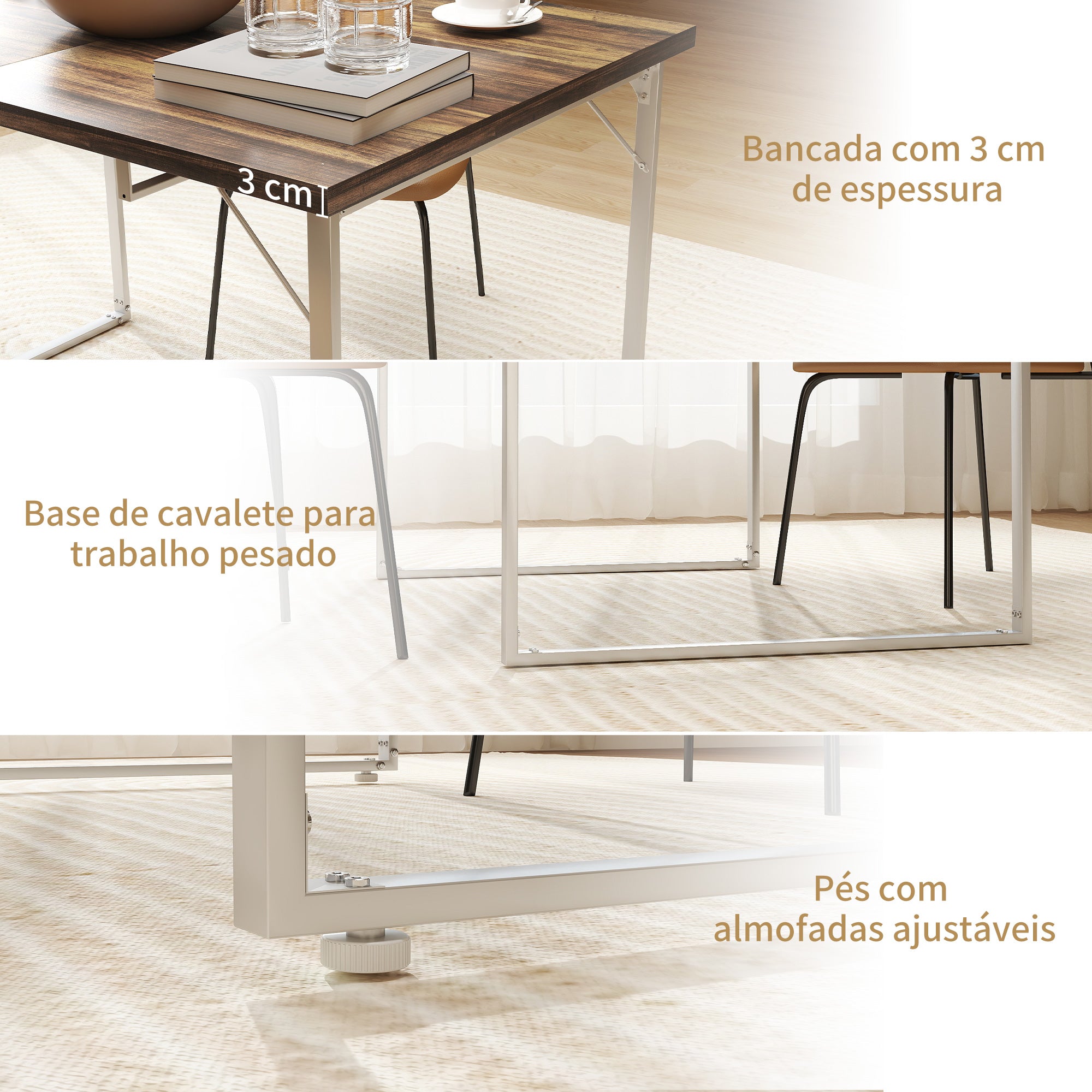 Mesa de Refeição Extensível 120-160x80x75 cm Branco e Madeira