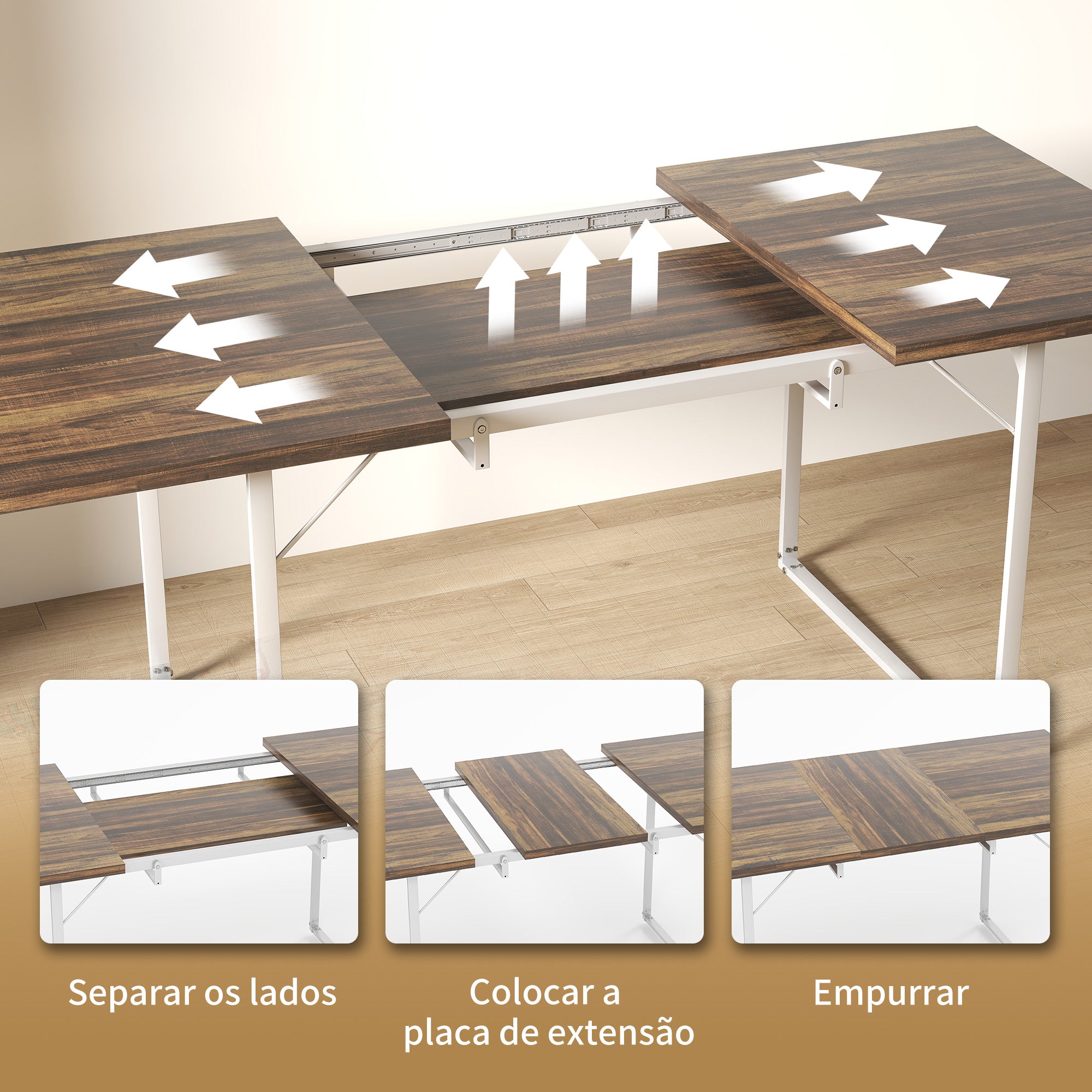 Mesa de Refeição Extensível 120-160x80x75 cm Branco e Madeira