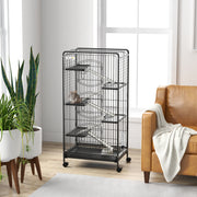Gaiola para Pequenos Animais 6 Níveis Preto 64x43,5x131 cm