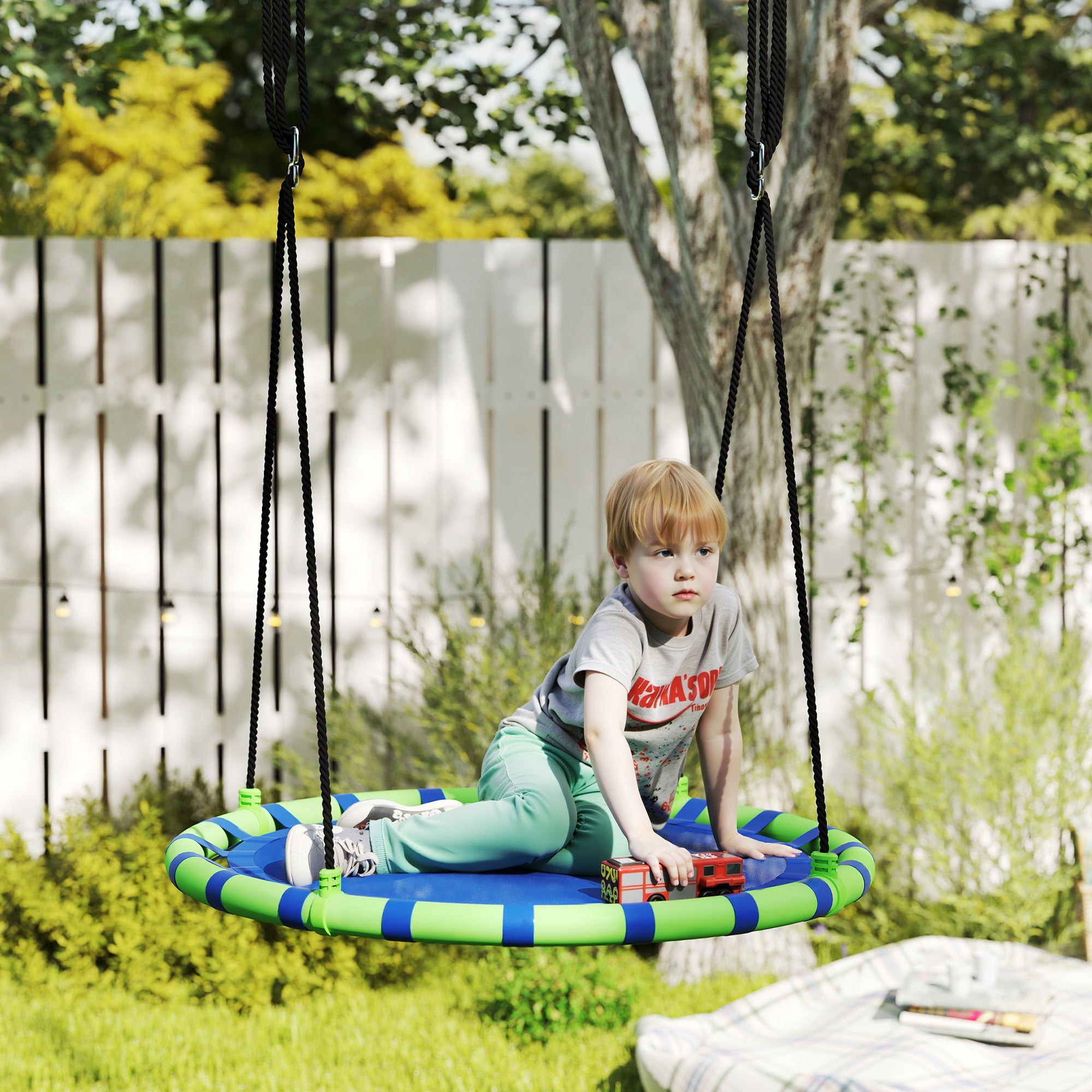 Baloiço de Jardim Infantil Redondo Ø100x180 cm Azul