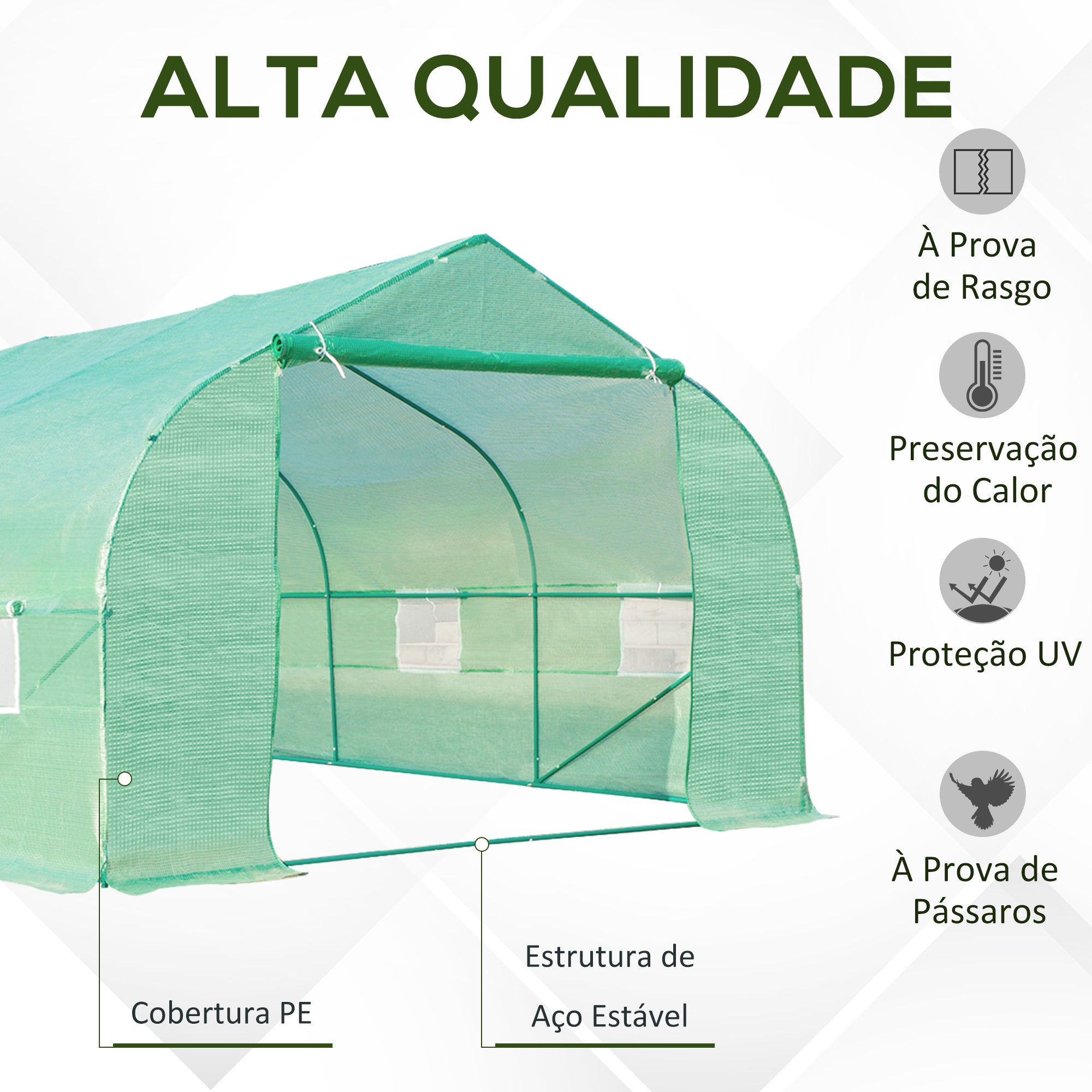 Estufa Tipo Túnel de Jardim 600x300x200cm Verde