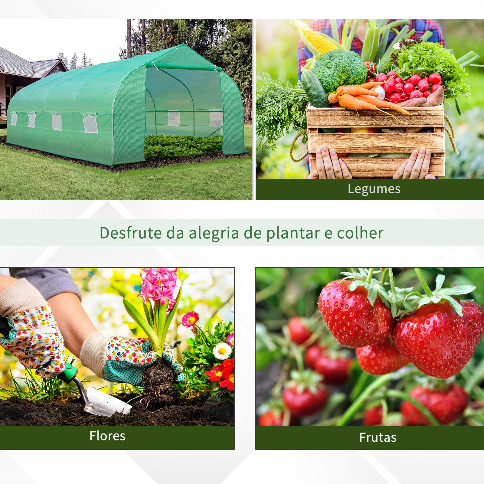 Estufa Tipo Túnel de Jardim 600x300x200cm Verde