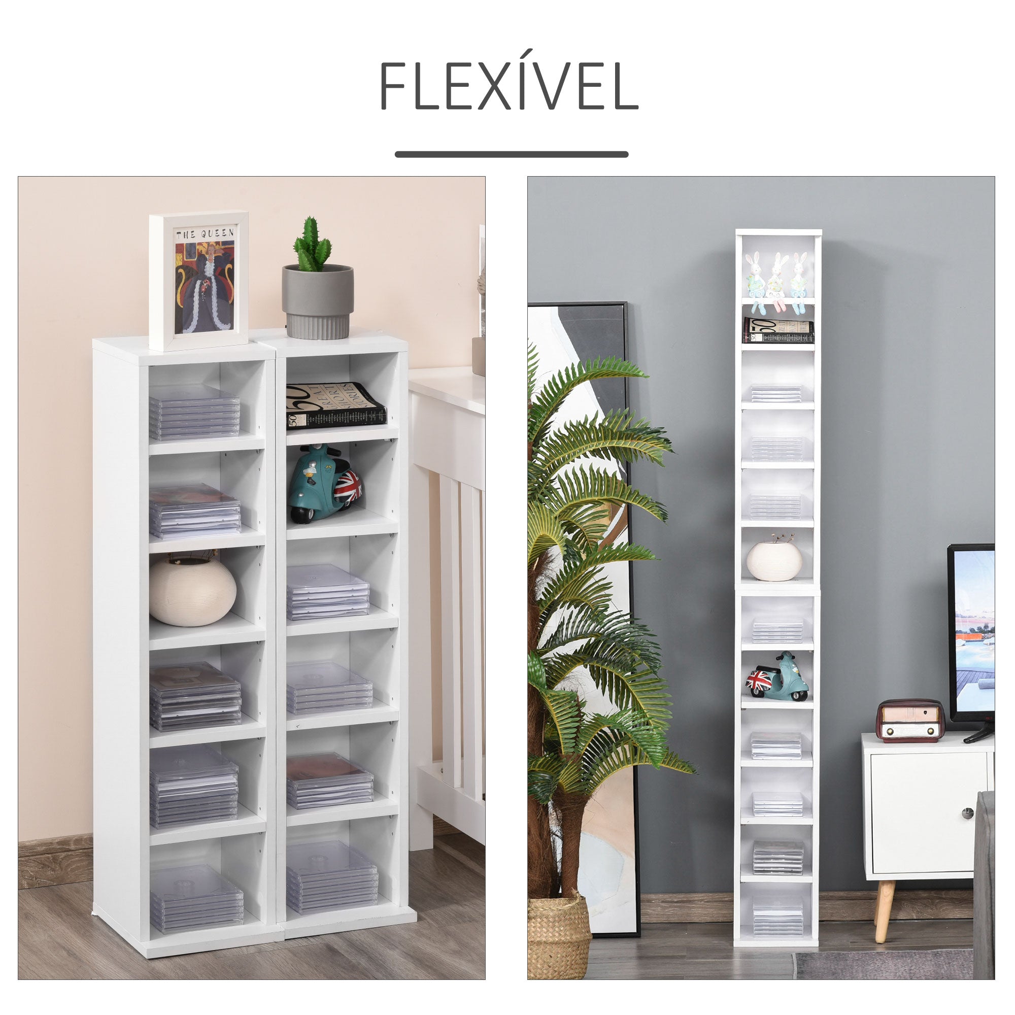 Estante para CD – 21x22,5x88,5cm – Branco – Melamina de madeira