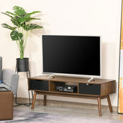 Suporte de TV Mesa para TV de 50" com 2 Gavetas e Compartimento Aberto - 122x39x46 cm - Teak
