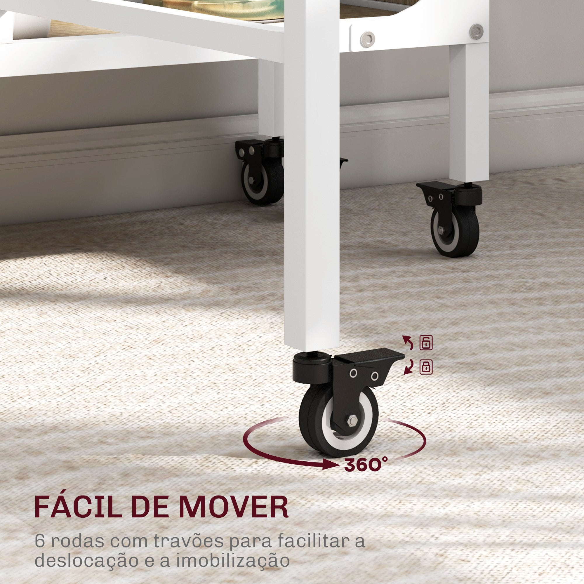 Mesa de Cozinha Dobrável 130x80x74 cm - Madeira e Branco