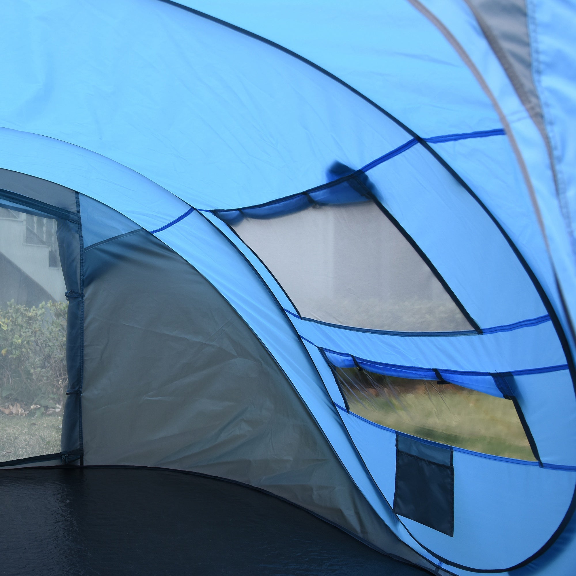 Tenda de Campismo Pop-up para 2-3 Pessoas - Azul e Cinza 263,5x220x123 cm