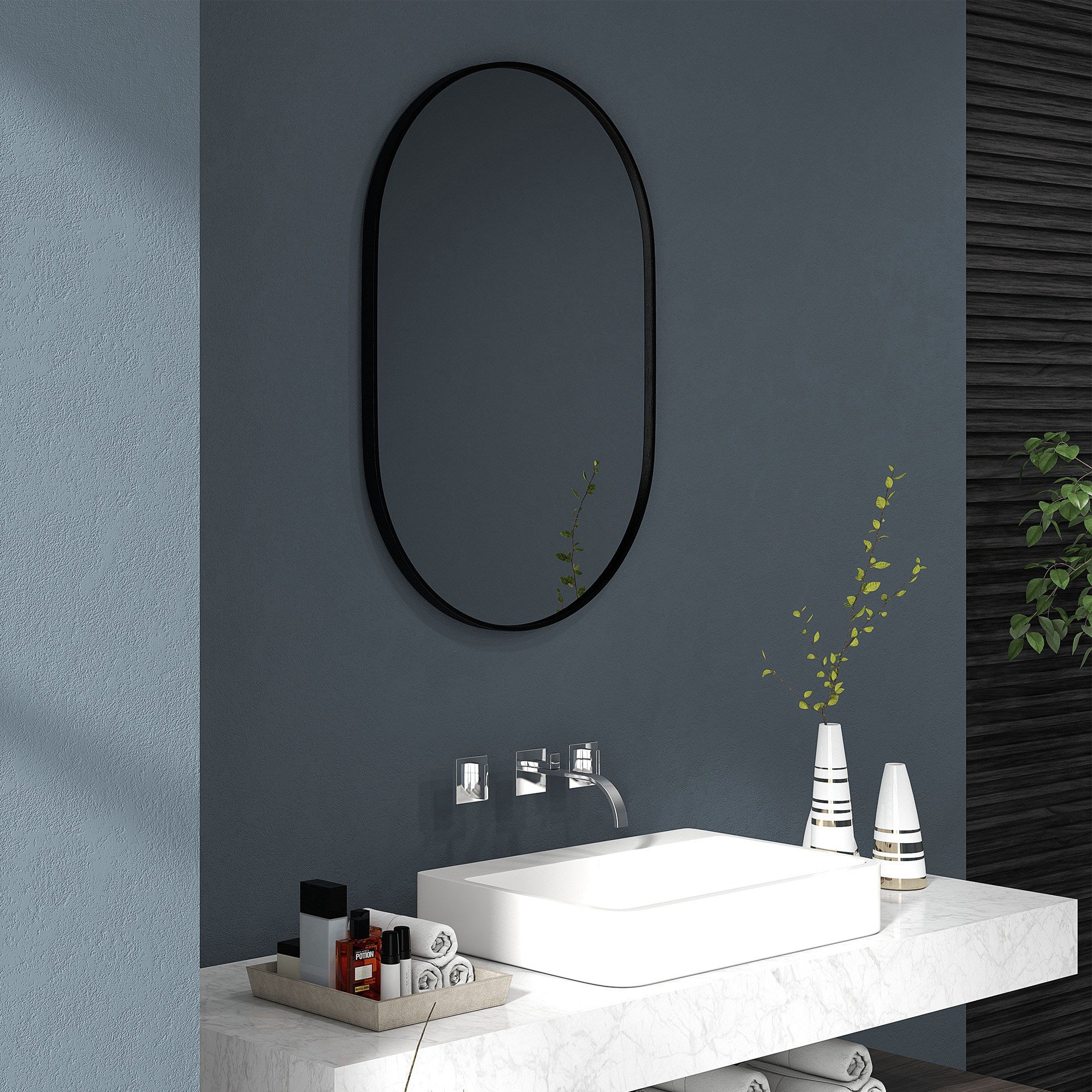 Espelho Ovalado Preto 60x90 cm - Decoração Elegante e Funcional