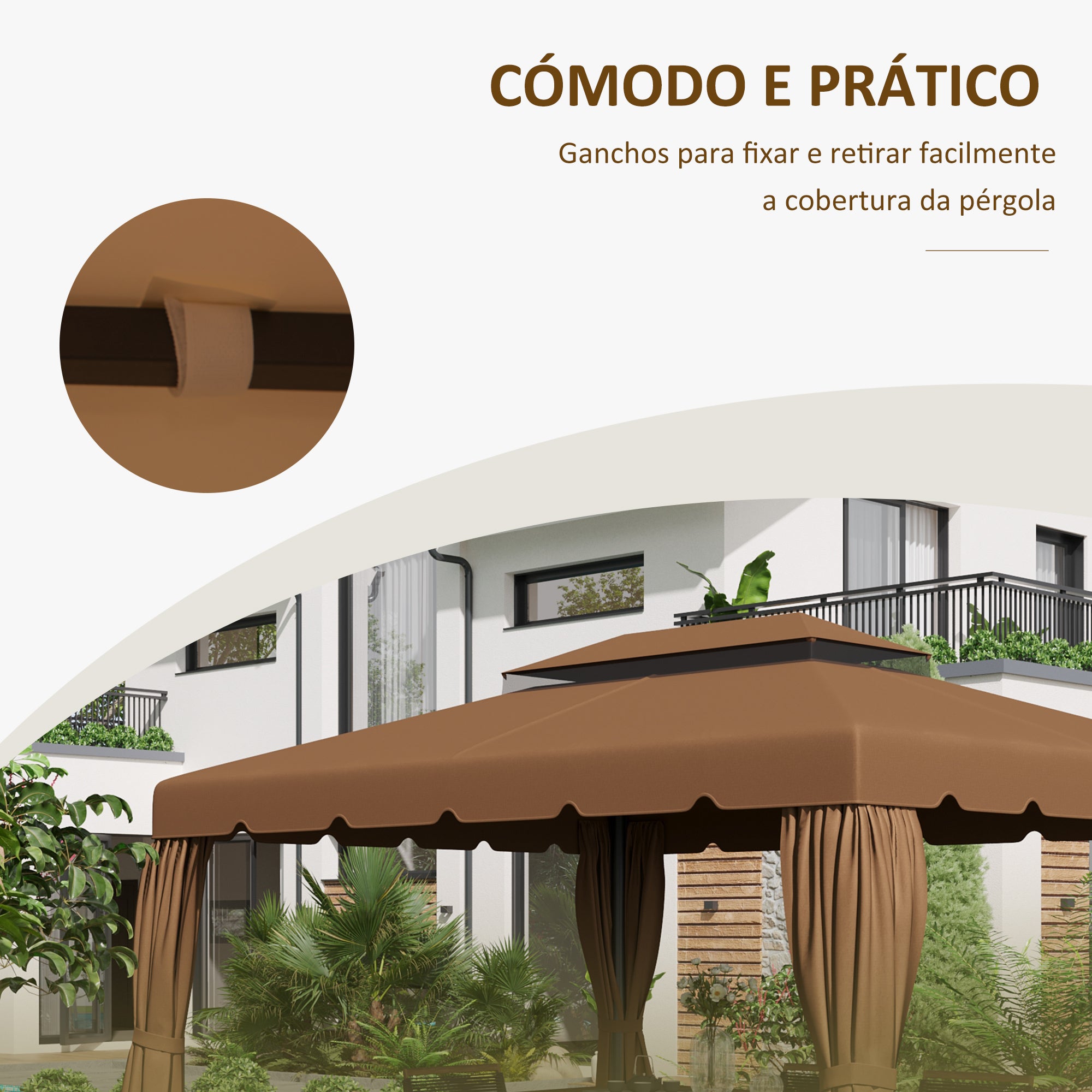 Cobertura de Gazebo/Pérgola 400x300 cm Café
