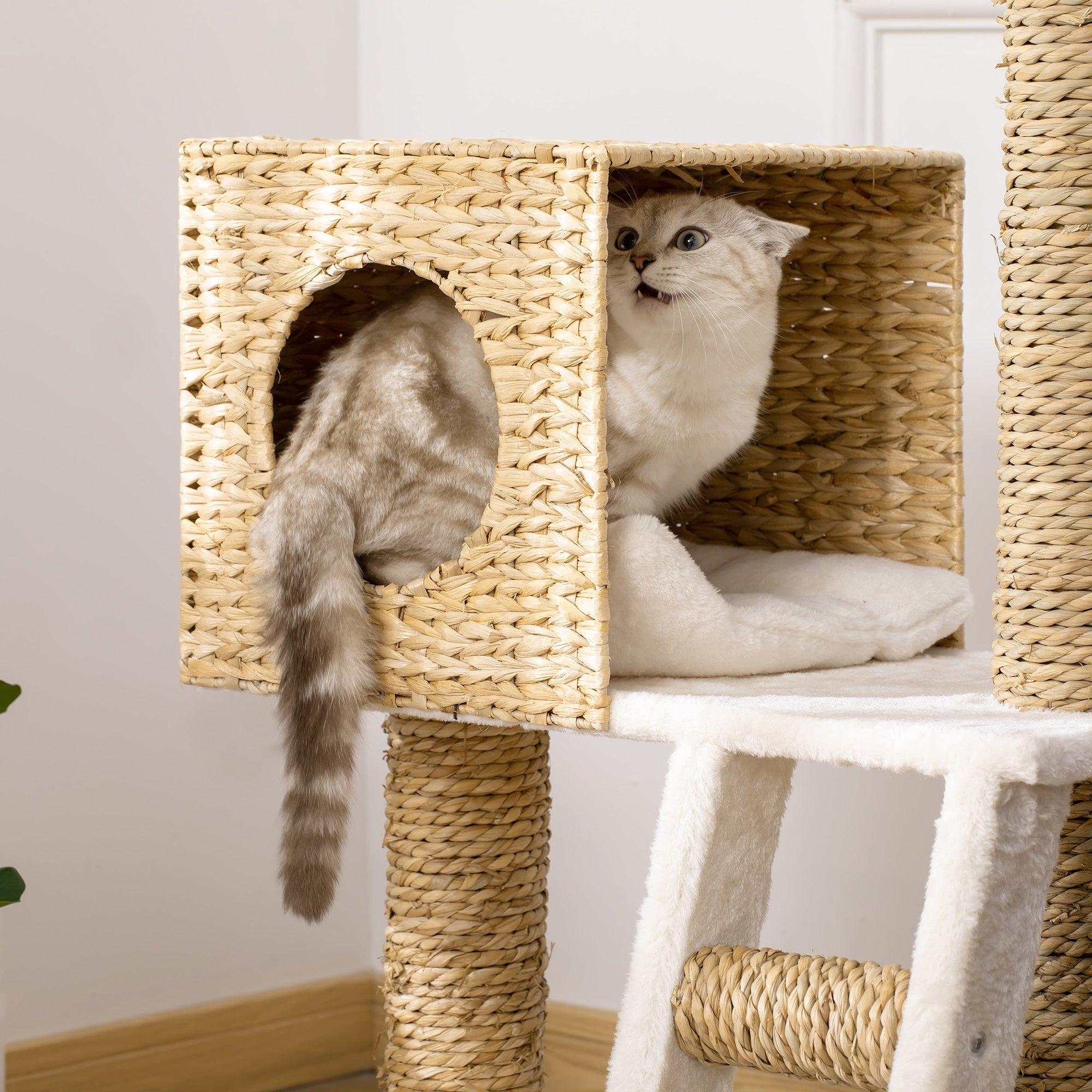 Arranhador para Gatos Médio – 57x37x100,5 cm – Bege – Aglomerado de madeira