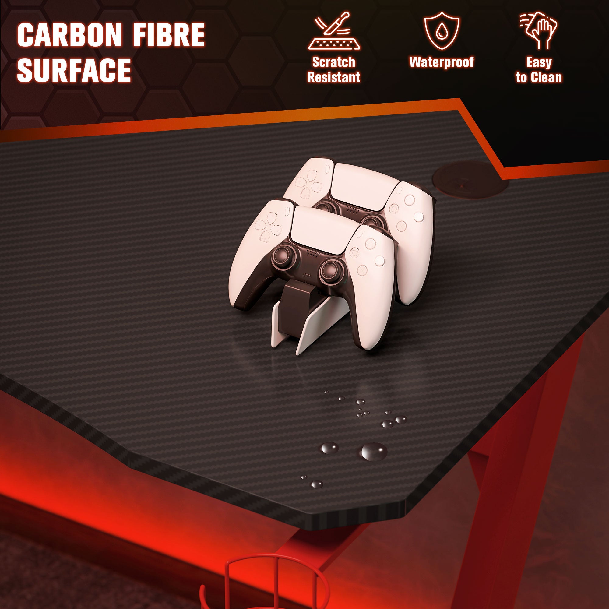 Secretária Gaming 120x65x74.5 cm - Vermelho e Preto