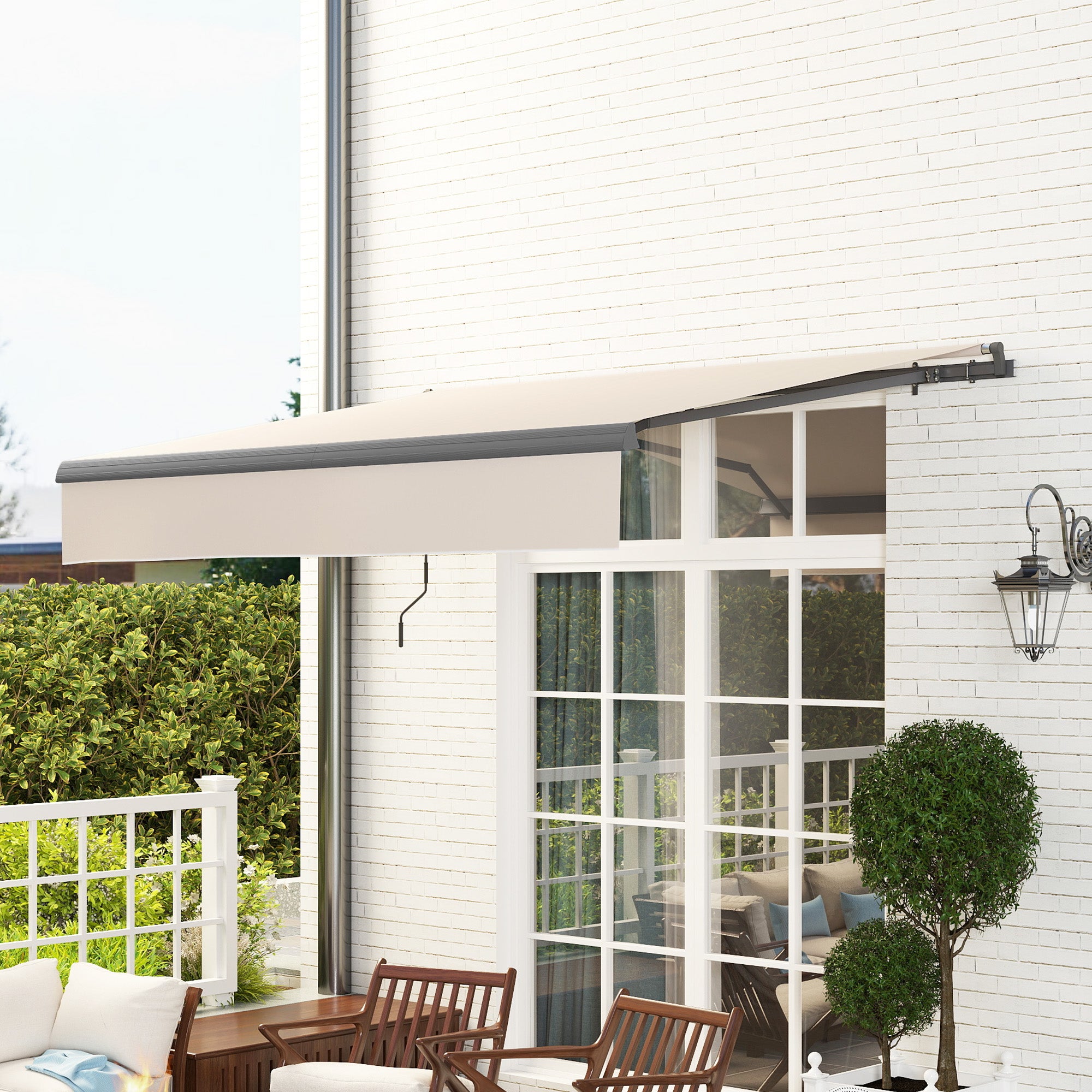 Toldo Retrátil Manual 295x200 cm - Cor Creme Branco