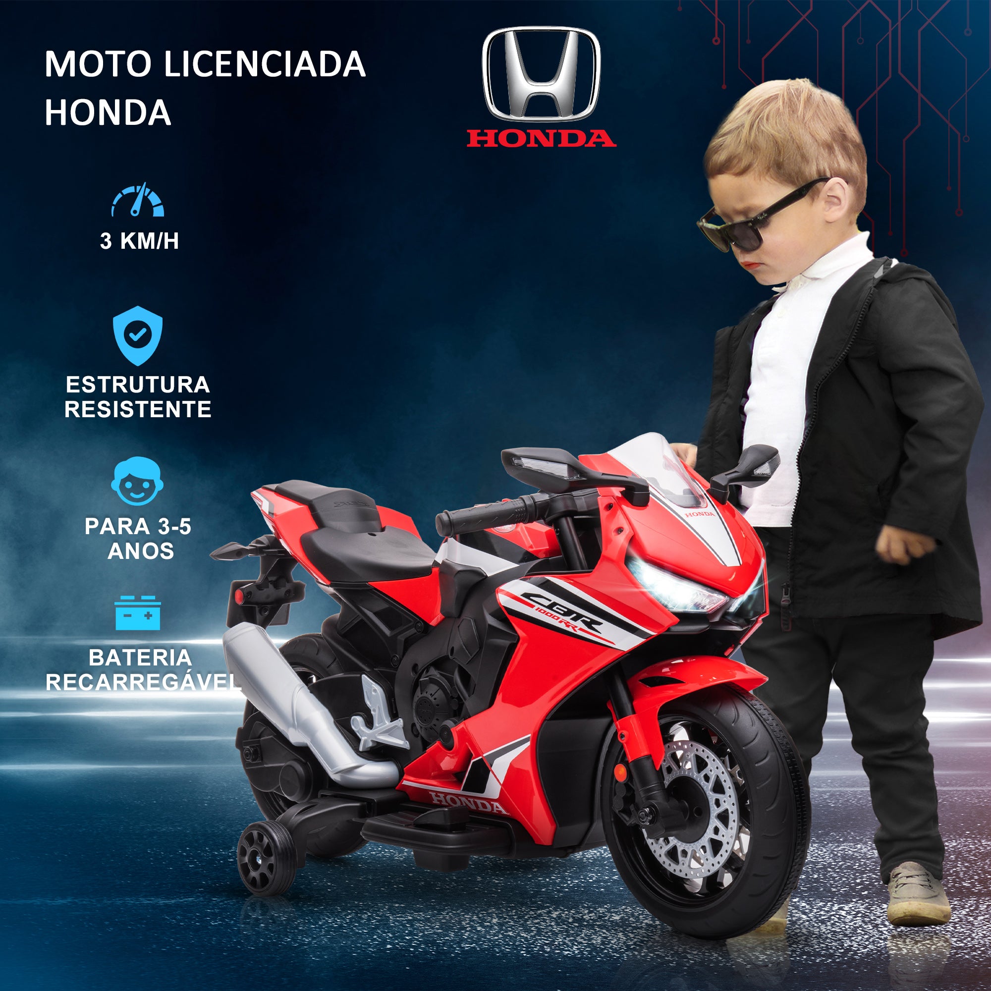 Mota Elétrica Infantil – 90x44x52cm – Vermelha – PP e metal