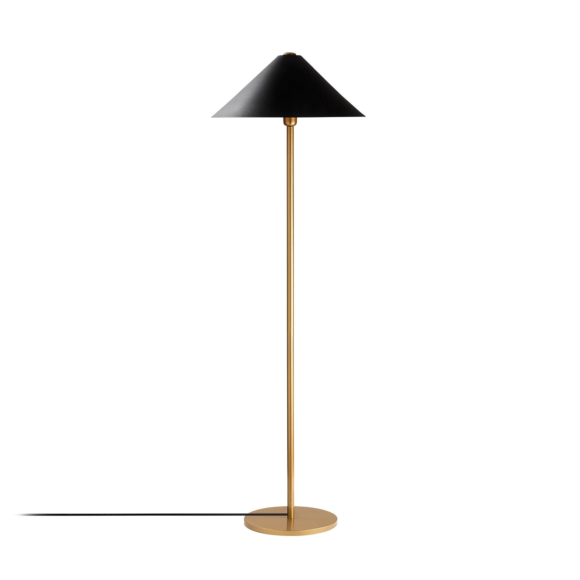 Candeeiro de Pé Elegante Dourada, Corpo de Metal, 46 x 46 x 150 cm | Base com 40 cm de Diâmetro, Soquete E27, Cabo de 200 cm | Iluminação Elegante para Decoração Moderna