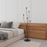 Candeeiro de Pé preta e elegante, corpo de metal, 35 x 35 x 155 cm | 5 soquetes E14, máx. 40 W | Design elegante para salas de estar e escritórios modernos, classificação IP20