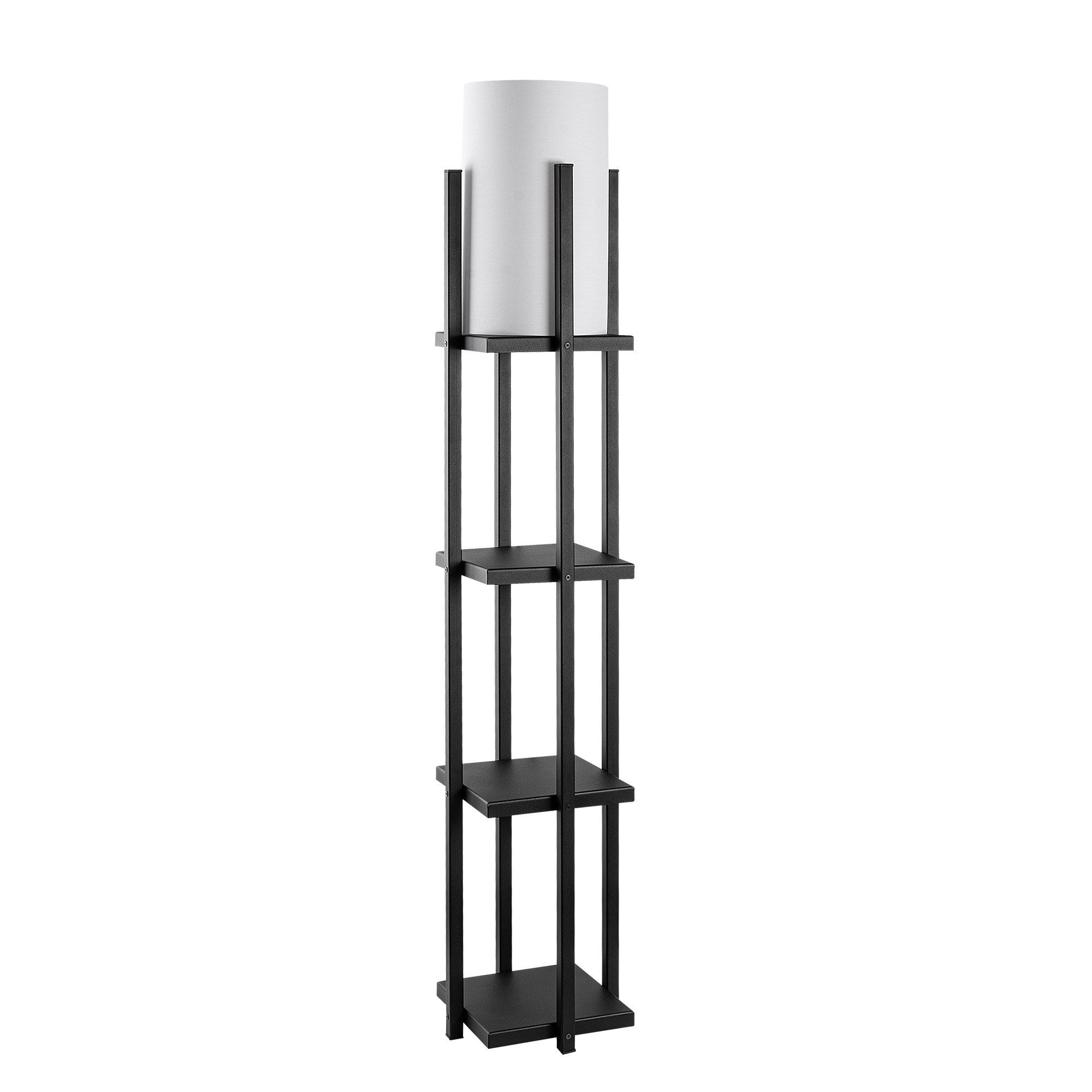 Candeeiro de Pé preta elegante, 130 cm de altura, corpo de metal, cúpula de 20 cm, soquete E27, 40 W máx., isolamento duplo, cabo de 400 cm, perfeita para decoração moderna