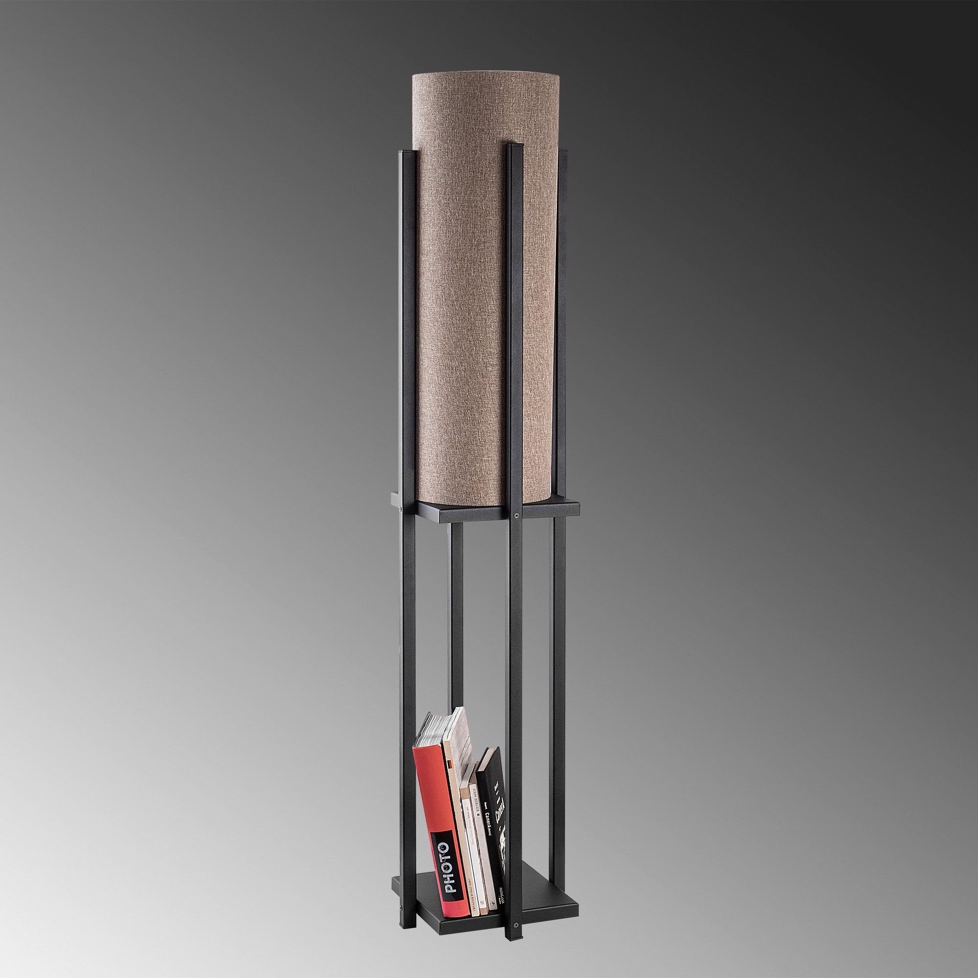 Candeeiro de Pé preta elegante, 64 cm de altura, cúpula de 20 cm, corpo de metal, soquete E27, 40 W máx., cabo de 400 cm, classificação IP20, perfeita para decoração moderna