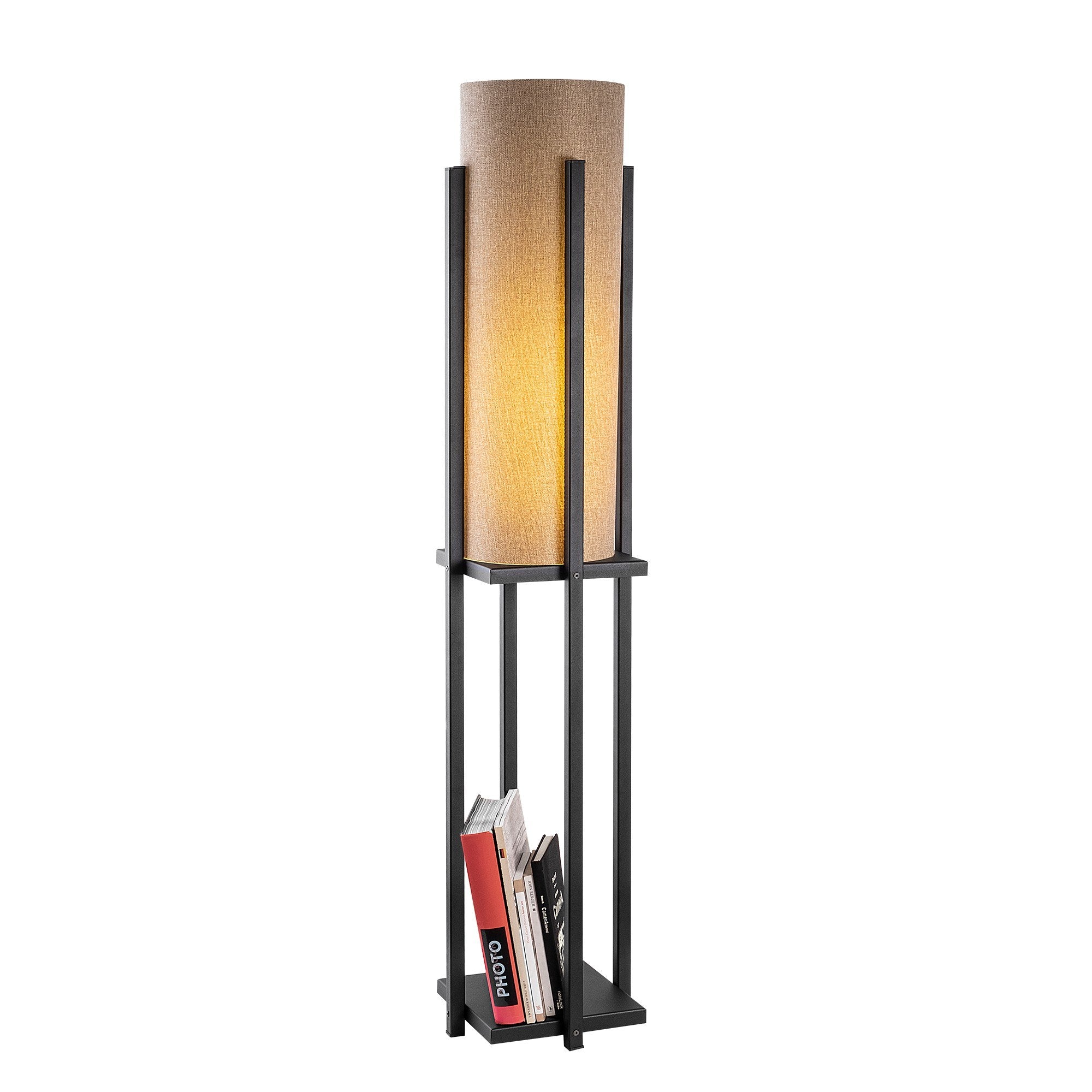 Candeeiro de Pé preta elegante, 64 cm de altura, cúpula de 20 cm, corpo de metal, soquete E27, 40 W máx., cabo de 400 cm, classificação IP20, perfeita para decoração moderna