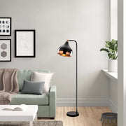 Candeeiro de Pé estilosa com corpo de metal, 120 cm de altura, acabamento preto e cobre | Soquete E27, 40 W máx., cabo de 200 cm, interruptor liga/desliga | Perfeita para decoração moderna