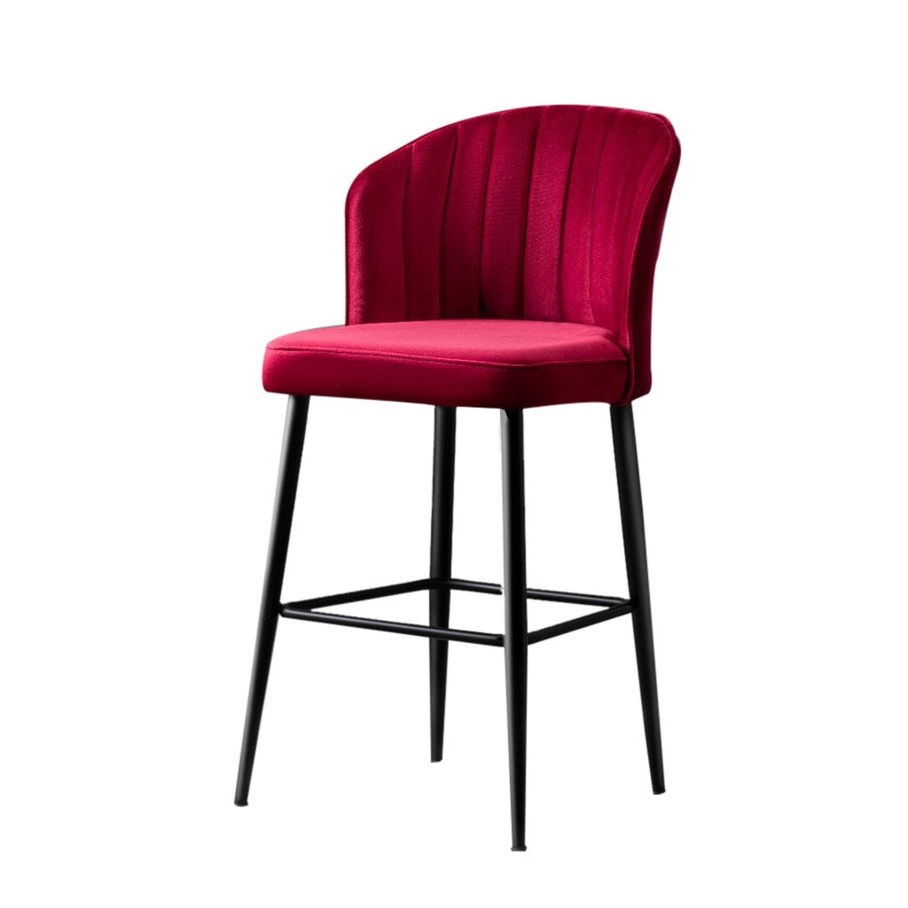 Conjunto de bancos de bar (4 peças) – 52 cm largura – Vermelho Clarete e Preto – Painéis de partículas revestidos a melamina