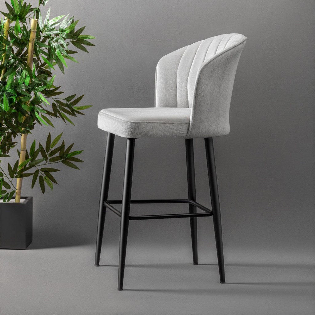 Conjunto de bancos de bar (4 peças) – 52cm largura – Creme e Preto – Melamina e Metal