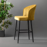 Conjunto de bancos de bar (4 peças) – 52cm largura – Amarelo e Preto – Painéis de partículas revestidos a melamina