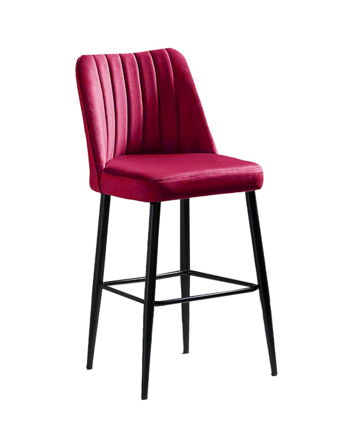 Conjunto de bancos de bar (2 peças) – 49cm x 99cm x 45cm – Vermelho Clarete e Preto – Painel de partículas revestido a melamina