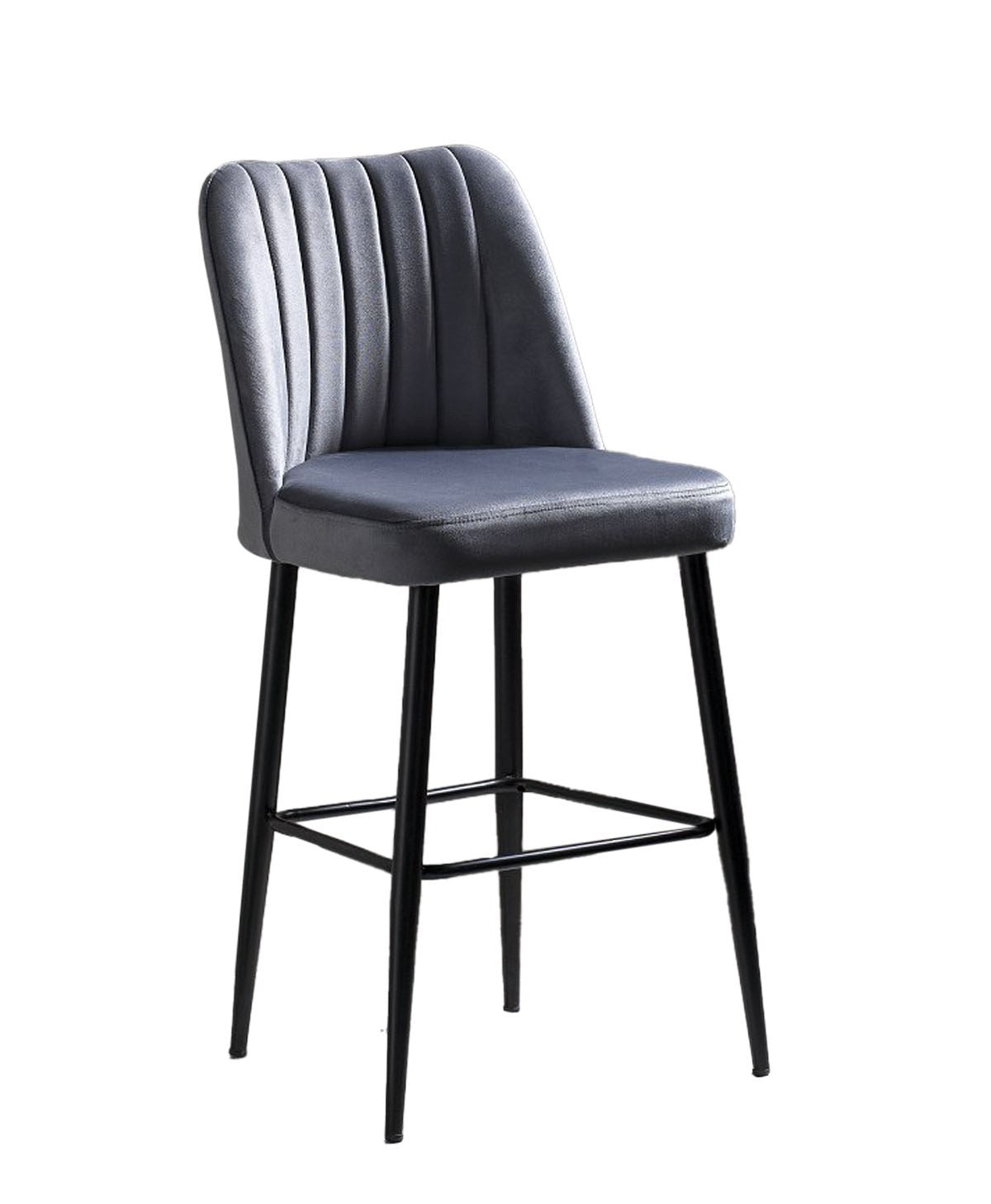 Conjunto de bancos de bar (2 peças) – 49 cm de largura – Cinza e Preto – painel de partículas revestido a melamina
