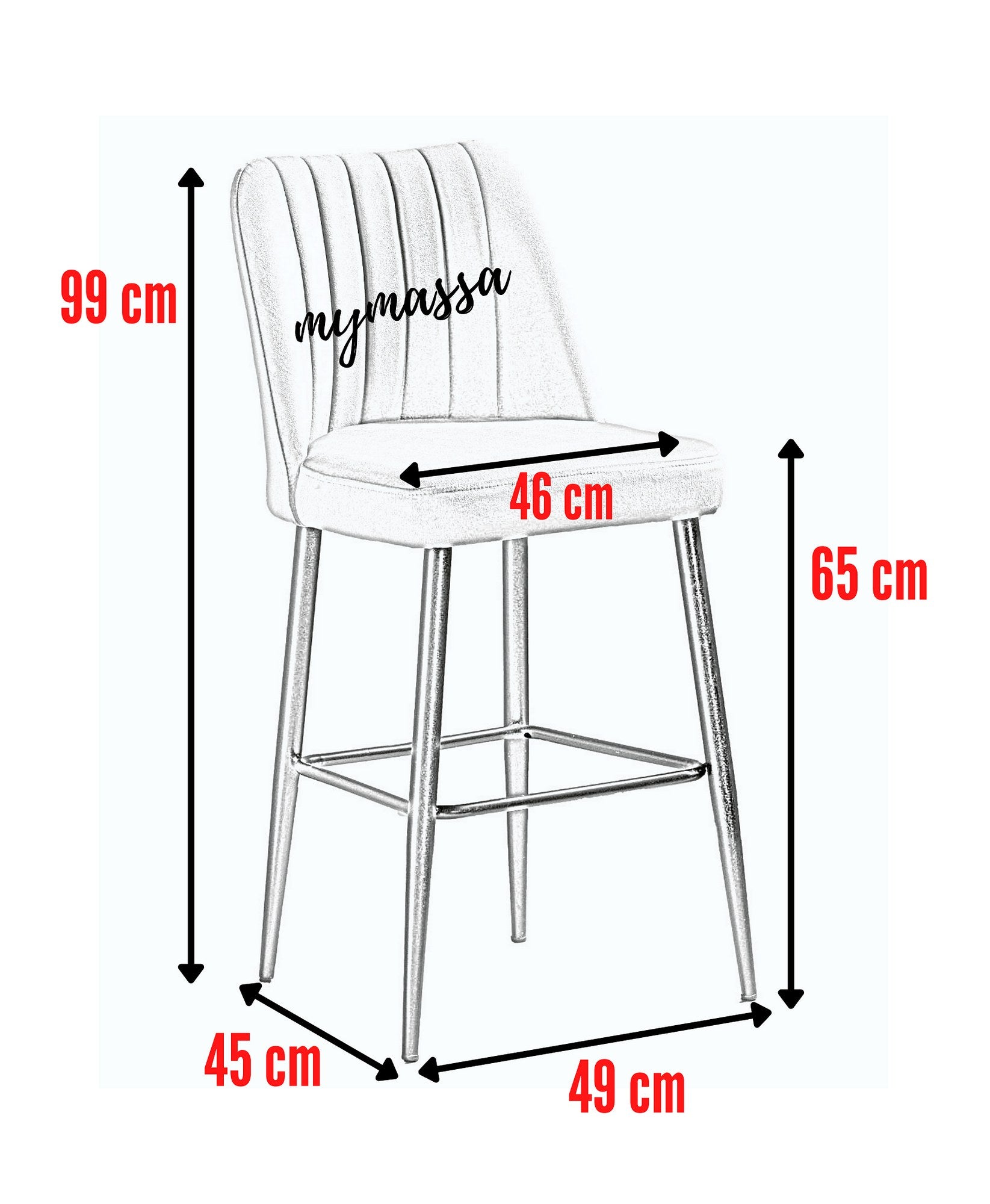 Conjunto de bancos de bar (2 peças) – 49 cm largura, 65 cm altura – Azul Saxofone e Preto – Melamina e Metal