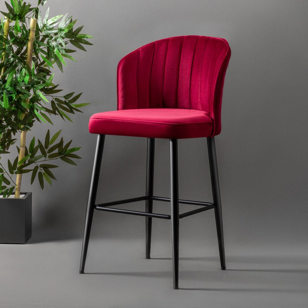 Conjunto de bancos de bar – 52 x 97 x 42 cm – vermelho clarete e preto – painel de partículas revestido de melamina