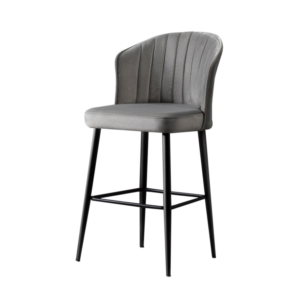 Conjunto de bancos de bar – 52 x 97 x 42 cm – Cinza e Preto – Painel de partículas revestido de melamina e tecido poliéster