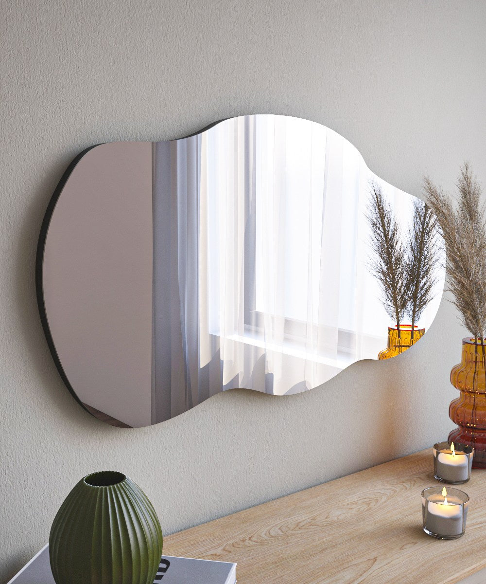 Espelho de cômoda elegante preto, 40 x 72 cm | 100% MDF, Flotal-E ecológico | Design de parede, perfeito para quartos e closets modernos